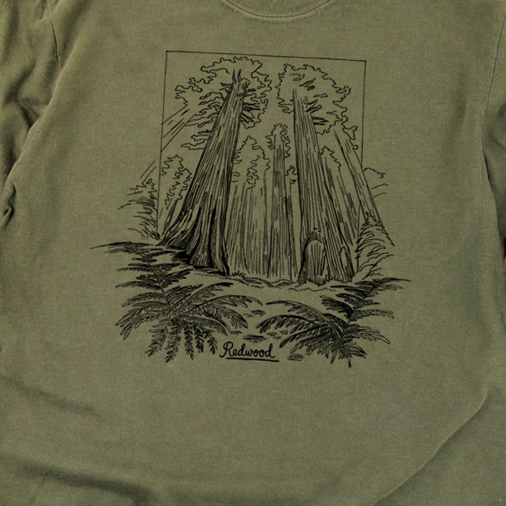 Redwood Line Drawing Cotton Long Sleeve
