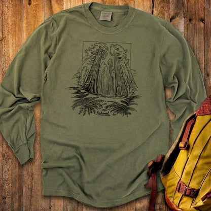 Redwood Line Drawing Cotton Long Sleeve