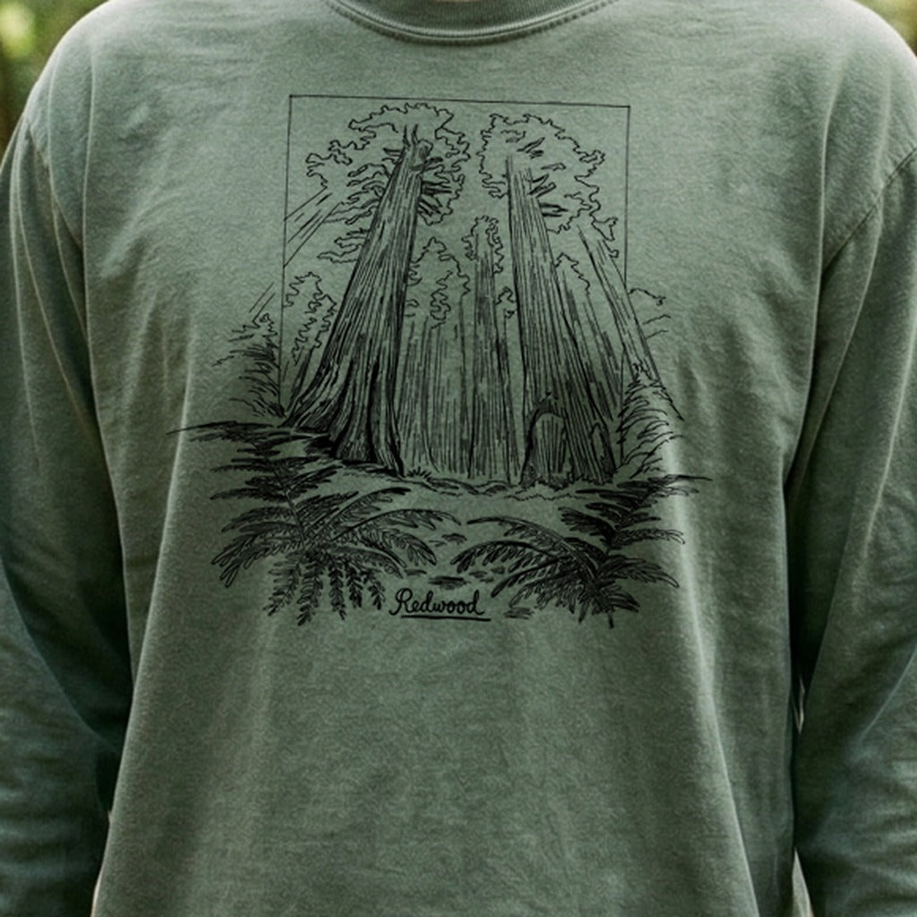 Redwood Line Drawing Cotton Long Sleeve