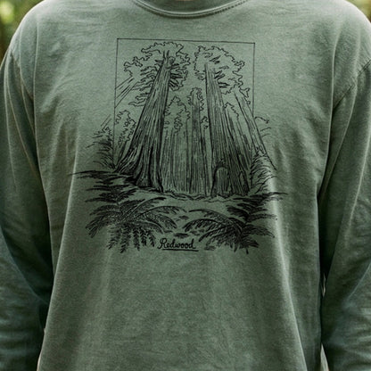 Redwood Line Drawing Cotton Long Sleeve