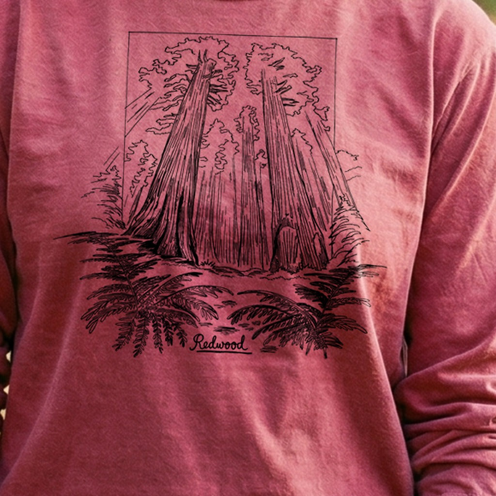 Redwood Line Drawing Cotton Long Sleeve