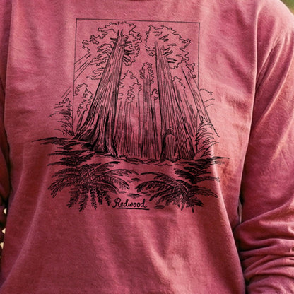 Redwood Line Drawing Cotton Long Sleeve