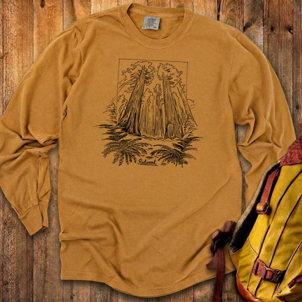 Redwood Line Drawing Cotton Long Sleeve