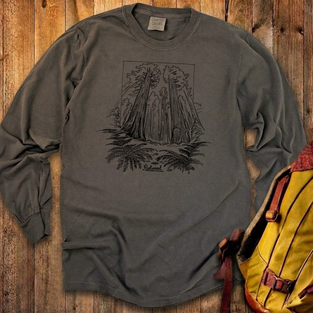 Redwood Line Drawing Cotton Long Sleeve