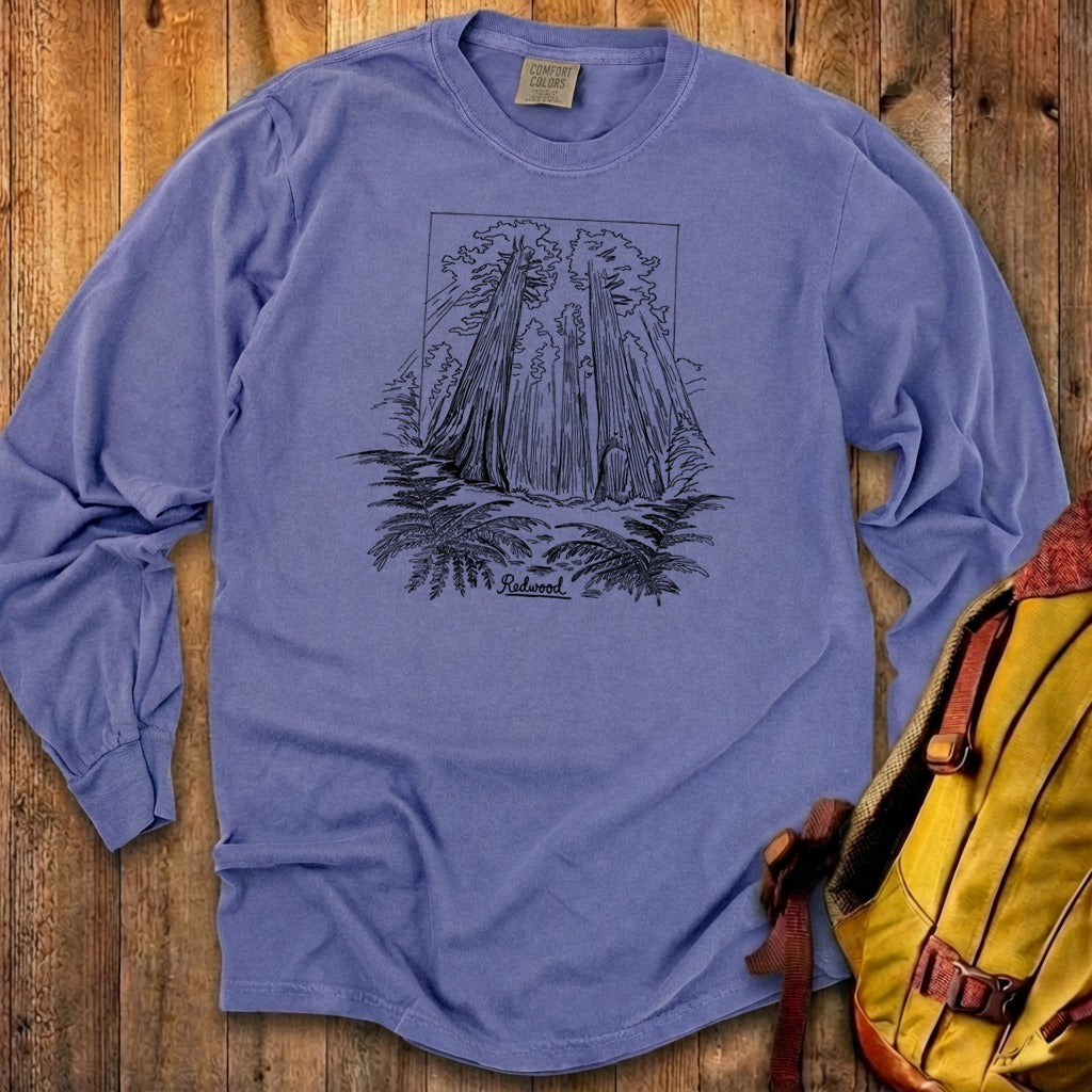 Redwood Line Drawing Cotton Long Sleeve