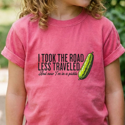 Road Less Traveled Pickle Kids Cotton T-Shirt