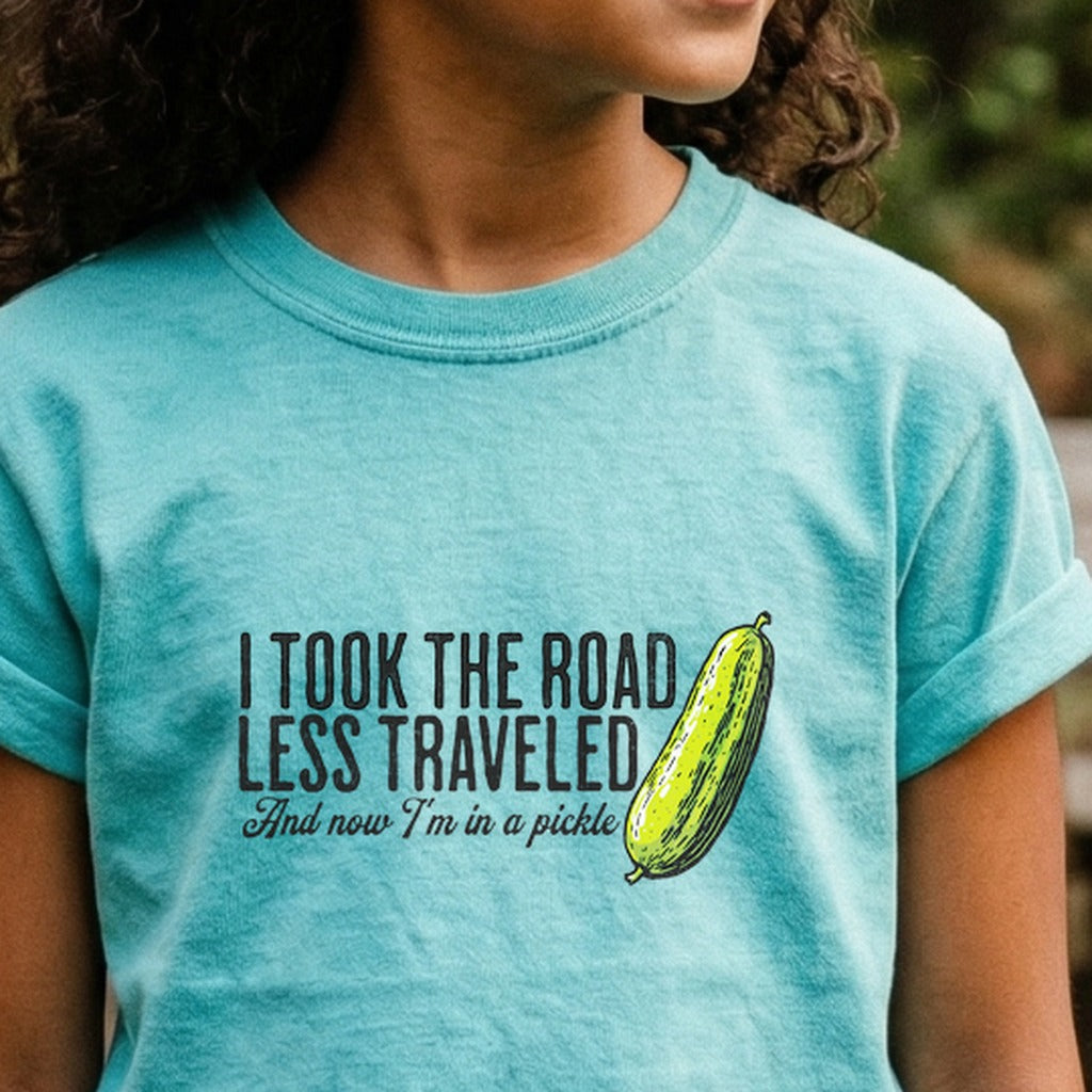 Road Less Traveled Pickle Kids Cotton T-Shirt