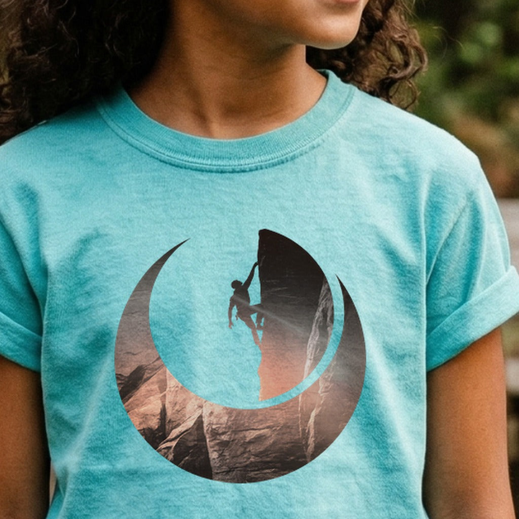 Rock Climber Silhouette Kids Cotton T-Shirt