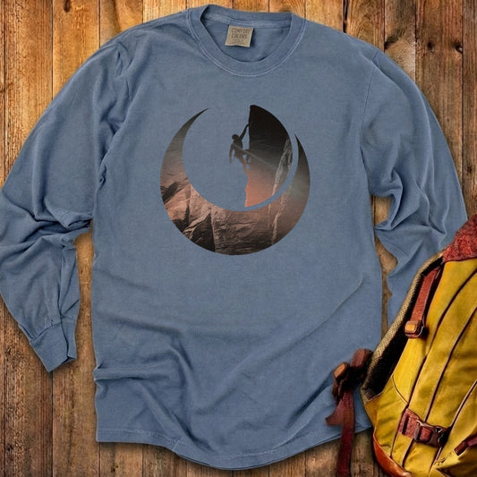 Rock Climber Silhouette Cotton Long Sleeve
