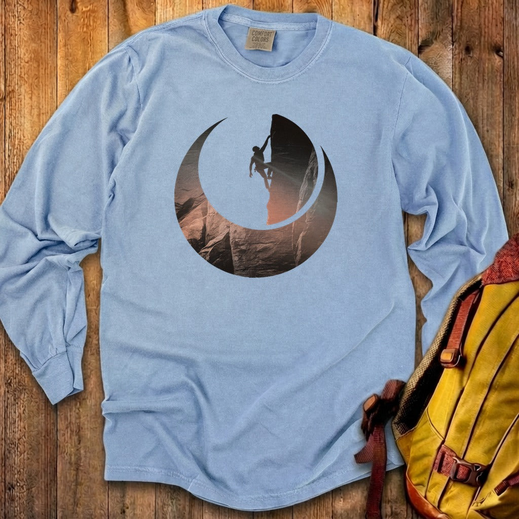 Rock Climber Silhouette Cotton Long Sleeve