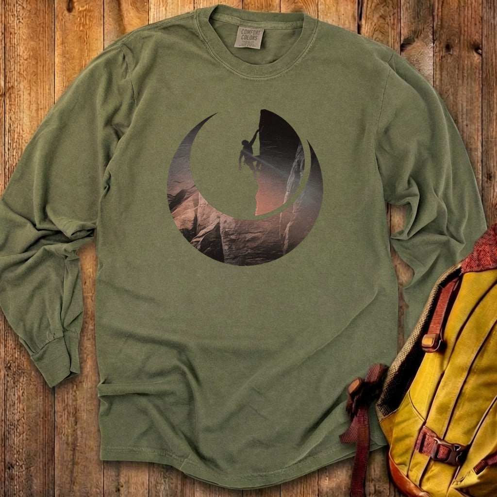 Rock Climber Silhouette Cotton Long Sleeve