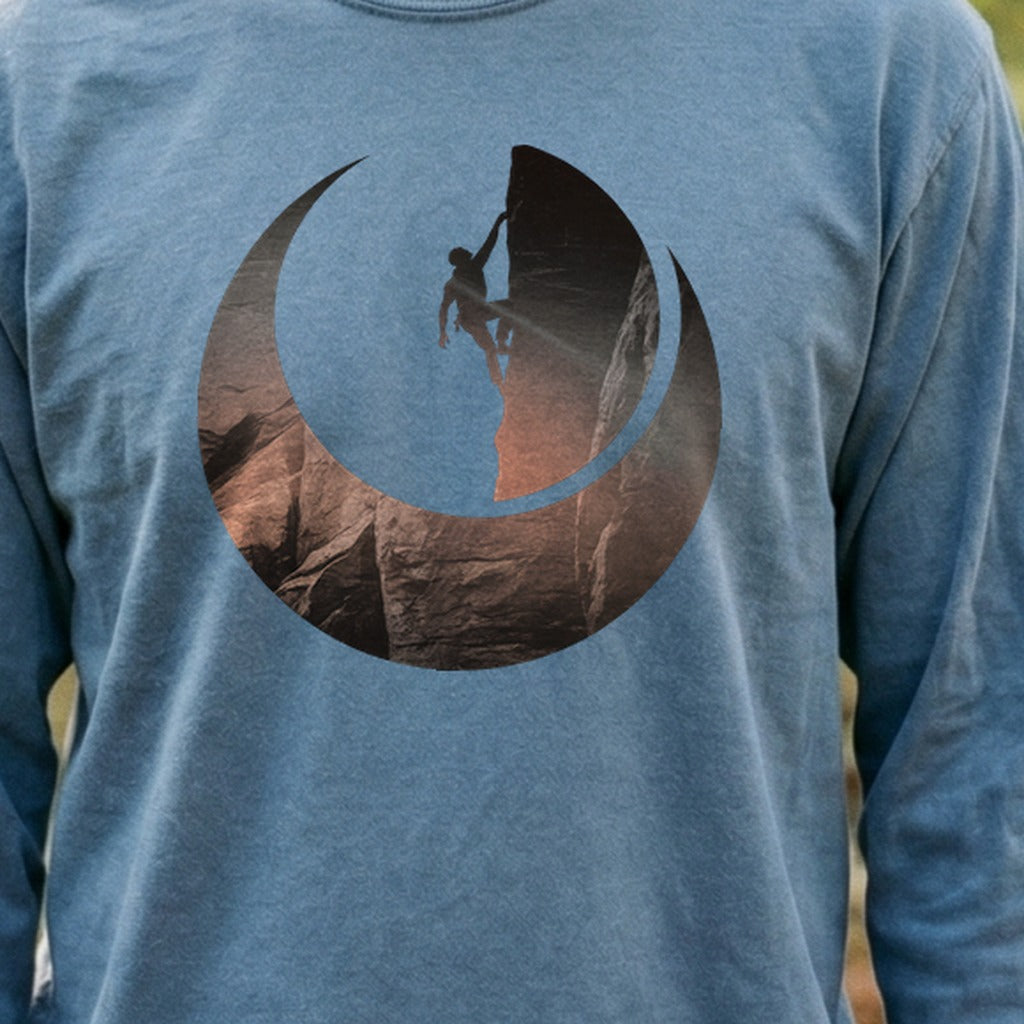 Rock Climber Silhouette Cotton Long Sleeve