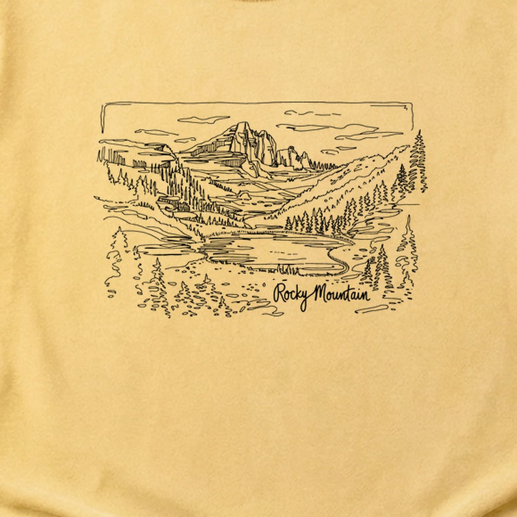 Rocky Mountain Line Drawing Cotton T-Shirt