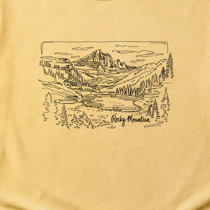Rocky Mountain Line Drawing Cotton T-Shirt