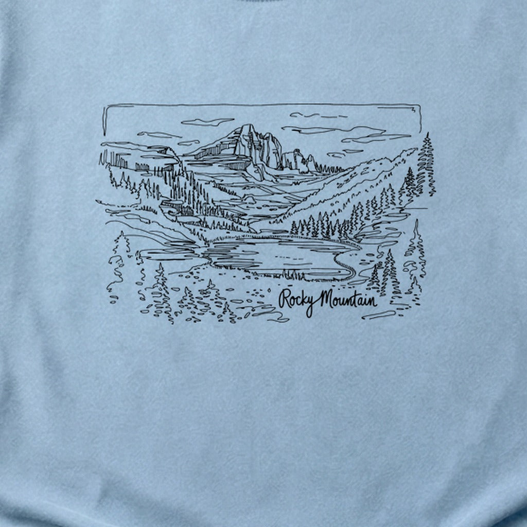 Rocky Mountain Line Drawing Cotton T-Shirt