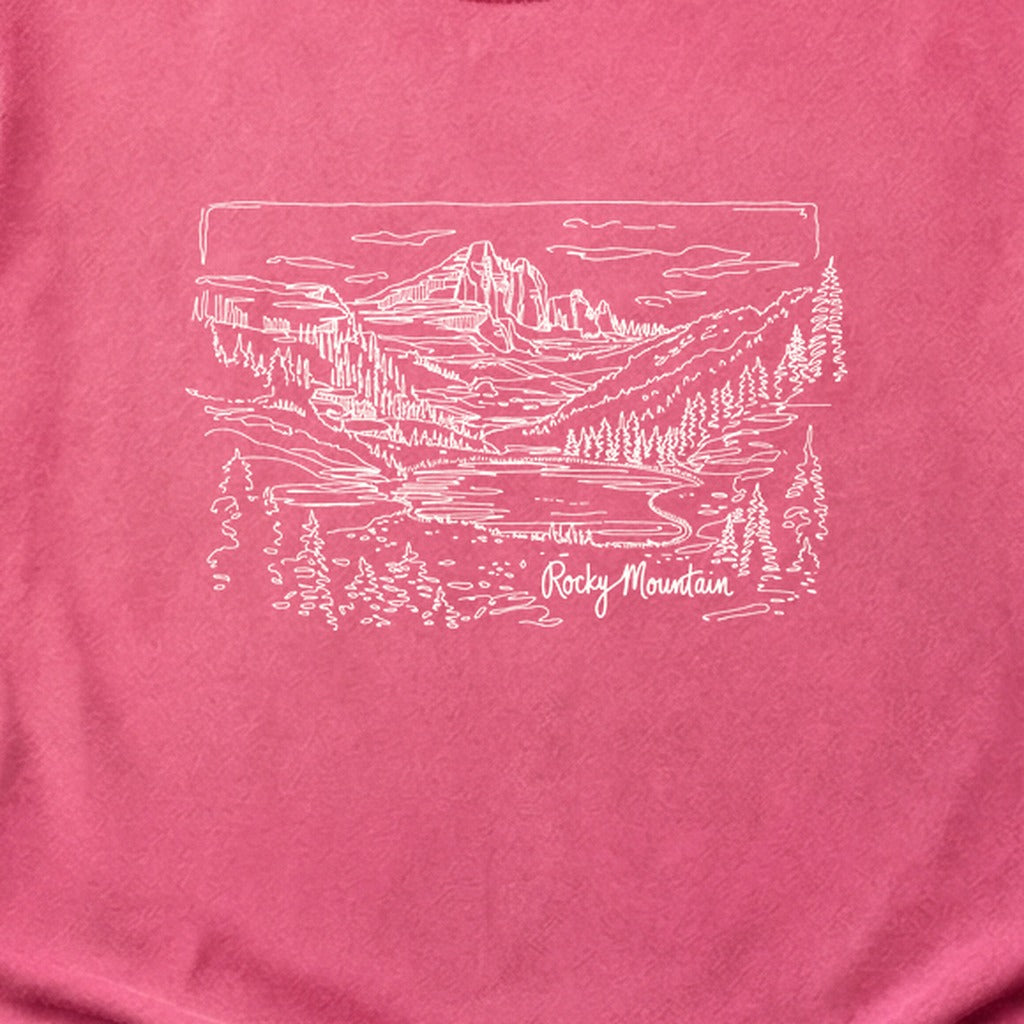 Rocky Mountain Line Drawing Cotton T-Shirt