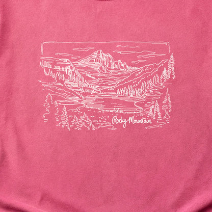 Rocky Mountain Line Drawing Cotton T-Shirt