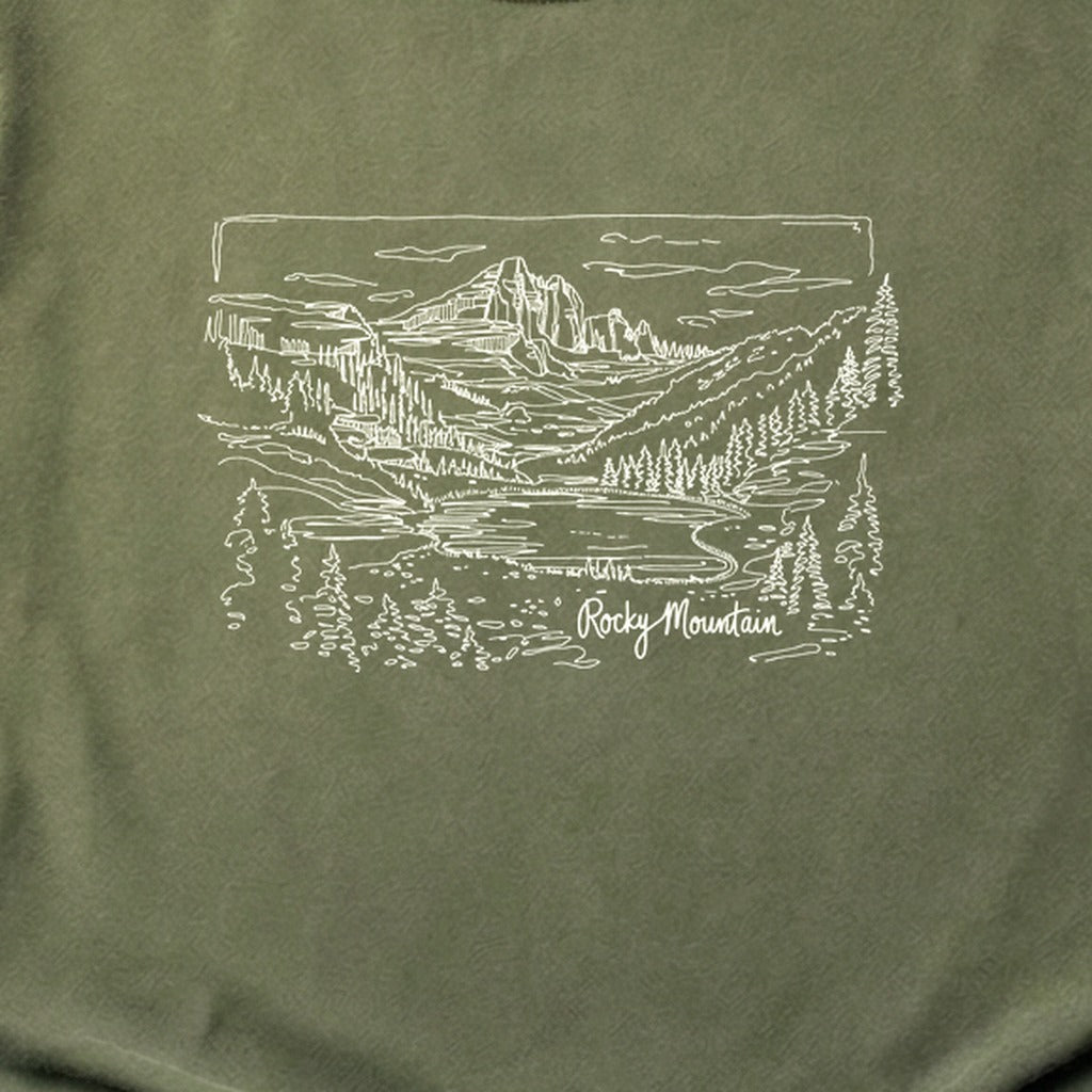 Rocky Mountain Line Drawing Cotton T-Shirt