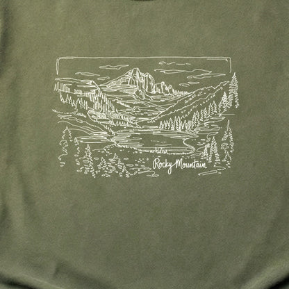 Rocky Mountain Line Drawing Cotton T-Shirt