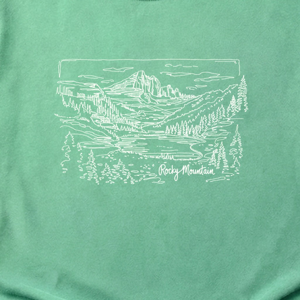 Rocky Mountain Line Drawing Cotton T-Shirt