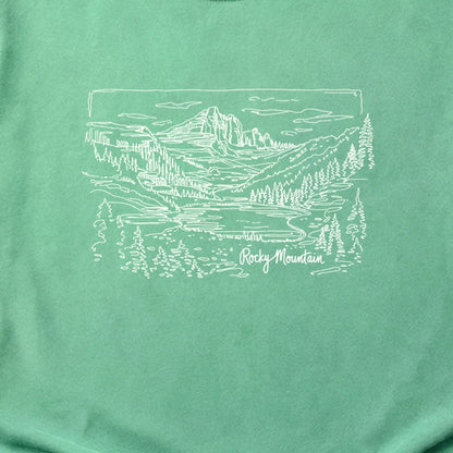 Rocky Mountain Line Drawing Cotton T-Shirt
