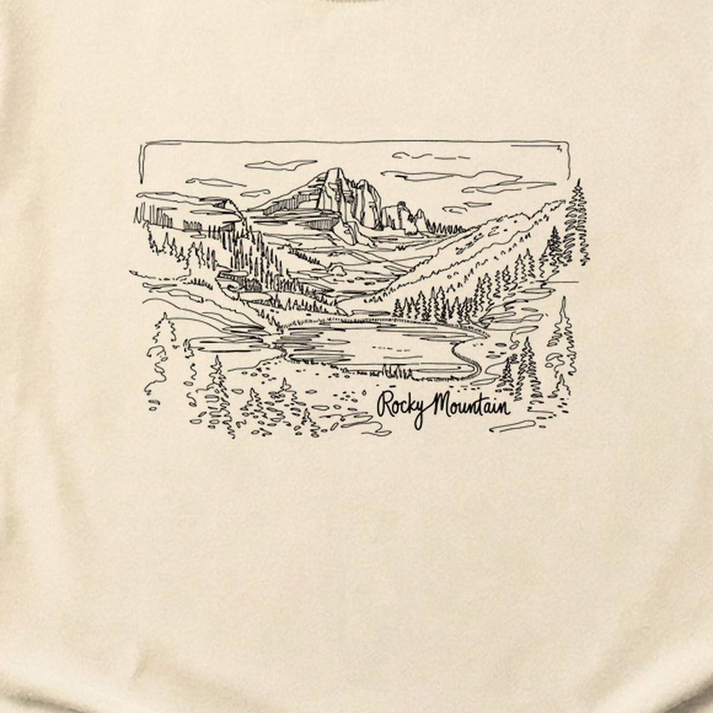 Rocky Mountain Line Drawing Cotton T-Shirt