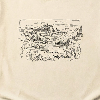 Rocky Mountain Line Drawing Cotton T-Shirt