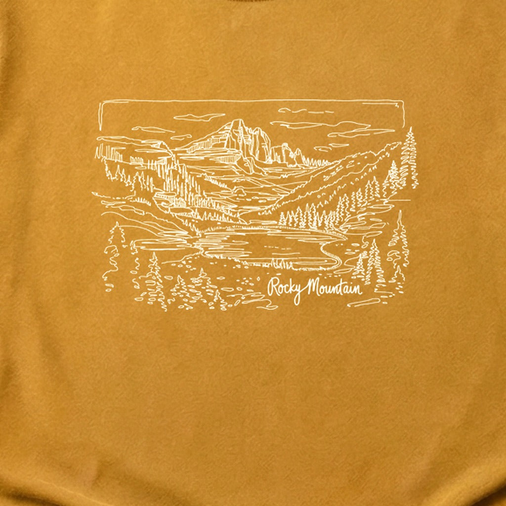 Rocky Mountain Line Drawing Cotton T-Shirt