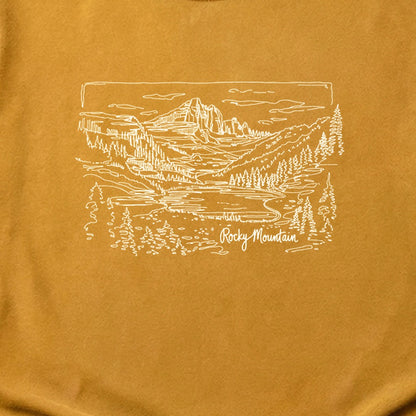 Rocky Mountain Line Drawing Cotton T-Shirt