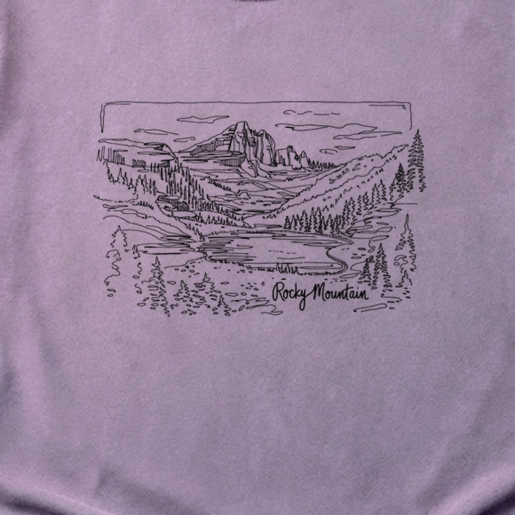 Rocky Mountain Line Drawing Cotton T-Shirt