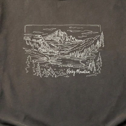 Rocky Mountain Line Drawing Cotton T-Shirt