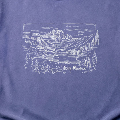 Rocky Mountain Line Drawing Cotton T-Shirt