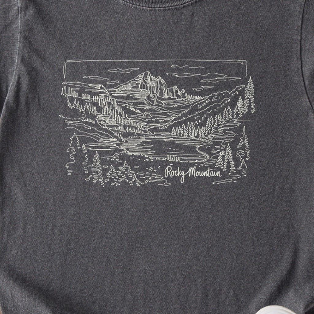 Rocky Mountain Line Drawing Kids Cotton T-Shirt