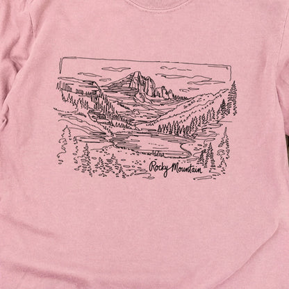 Rocky Mountain Line Drawing Cotton Long Sleeve