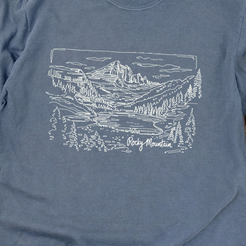 Rocky Mountain Line Drawing Cotton Long Sleeve