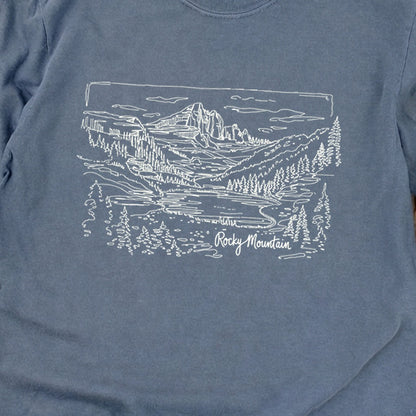 Rocky Mountain Line Drawing Cotton Long Sleeve