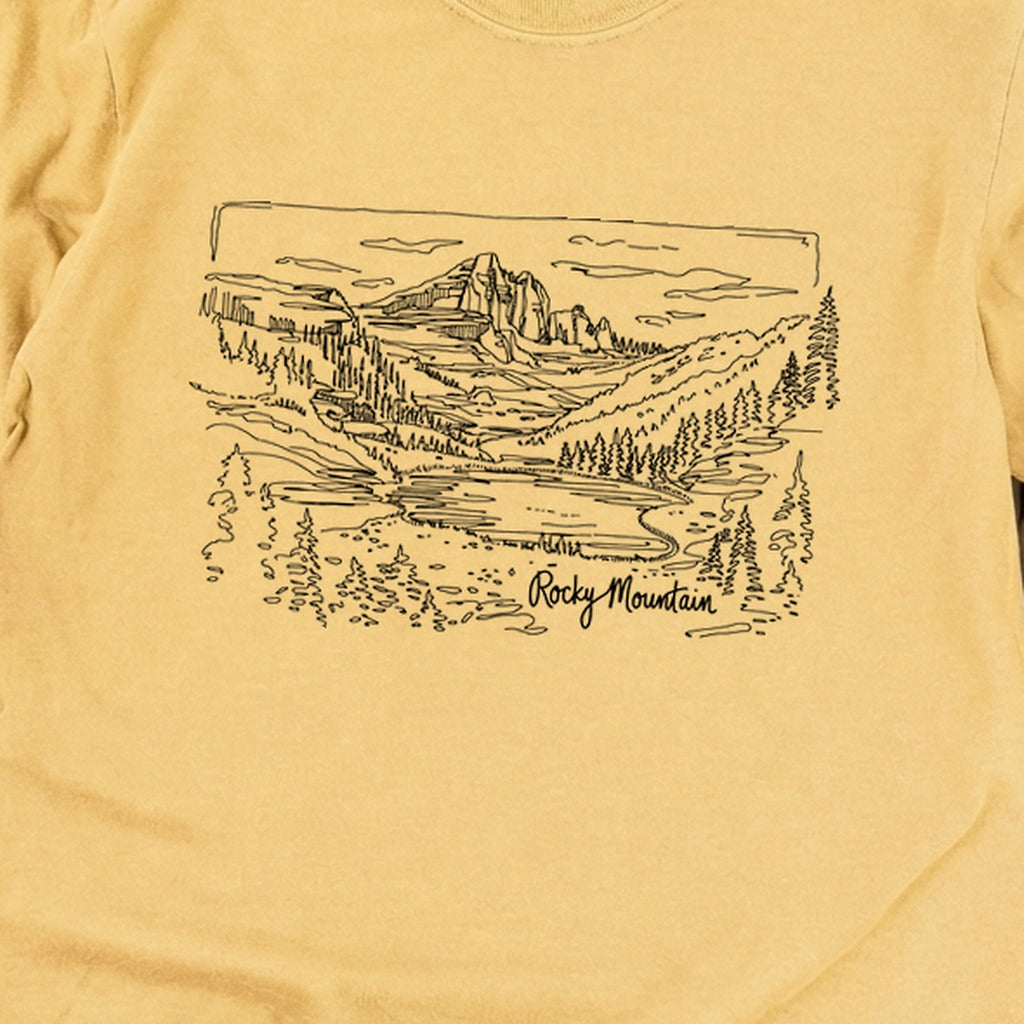 Rocky Mountain Line Drawing Cotton Long Sleeve