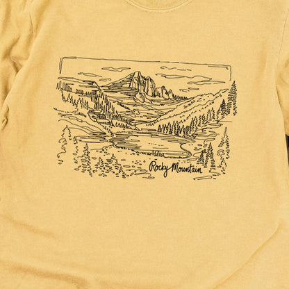 Rocky Mountain Line Drawing Cotton Long Sleeve