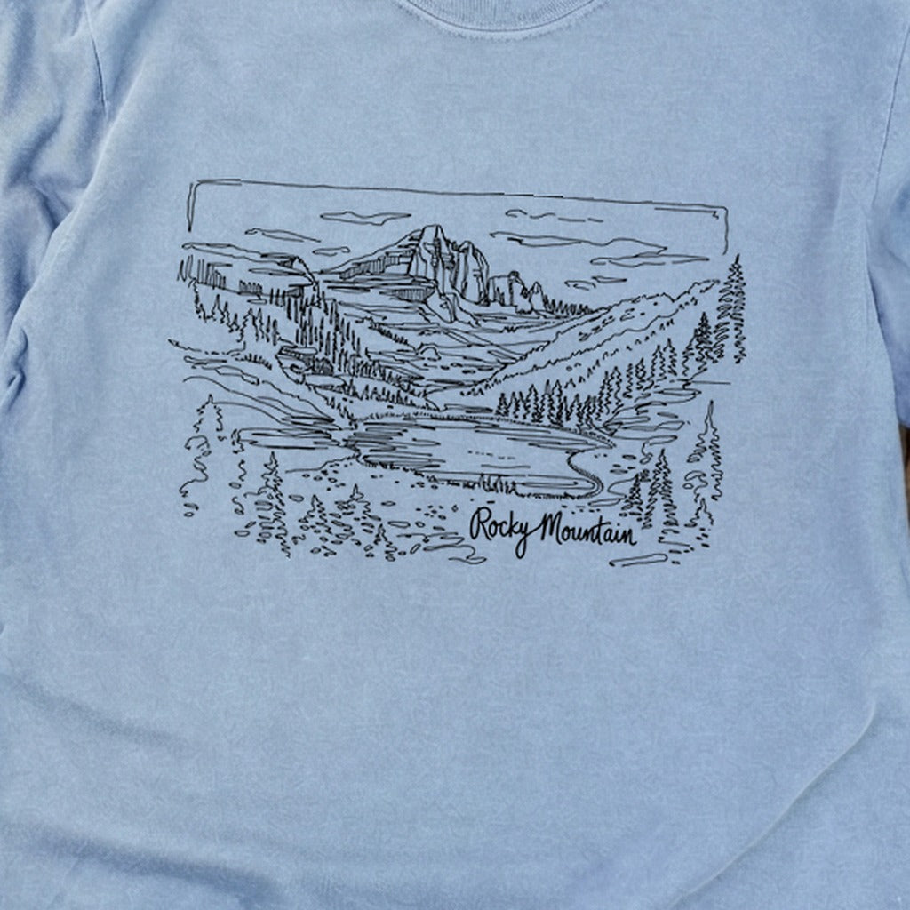 Rocky Mountain Line Drawing Cotton Long Sleeve