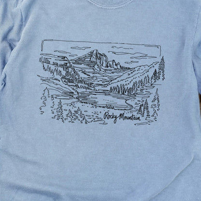 Rocky Mountain Line Drawing Cotton Long Sleeve