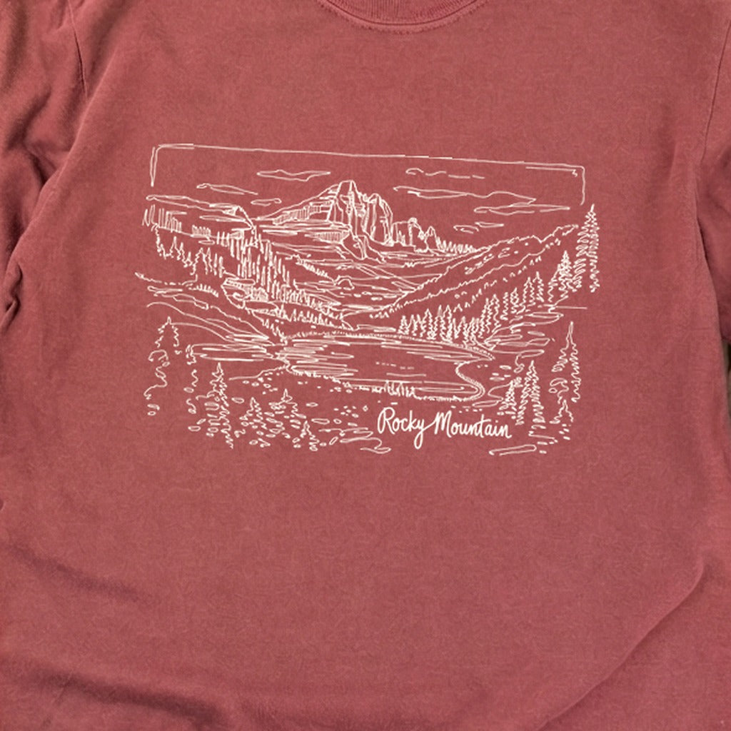 Rocky Mountain Line Drawing Cotton Long Sleeve