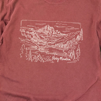 Rocky Mountain Line Drawing Cotton Long Sleeve