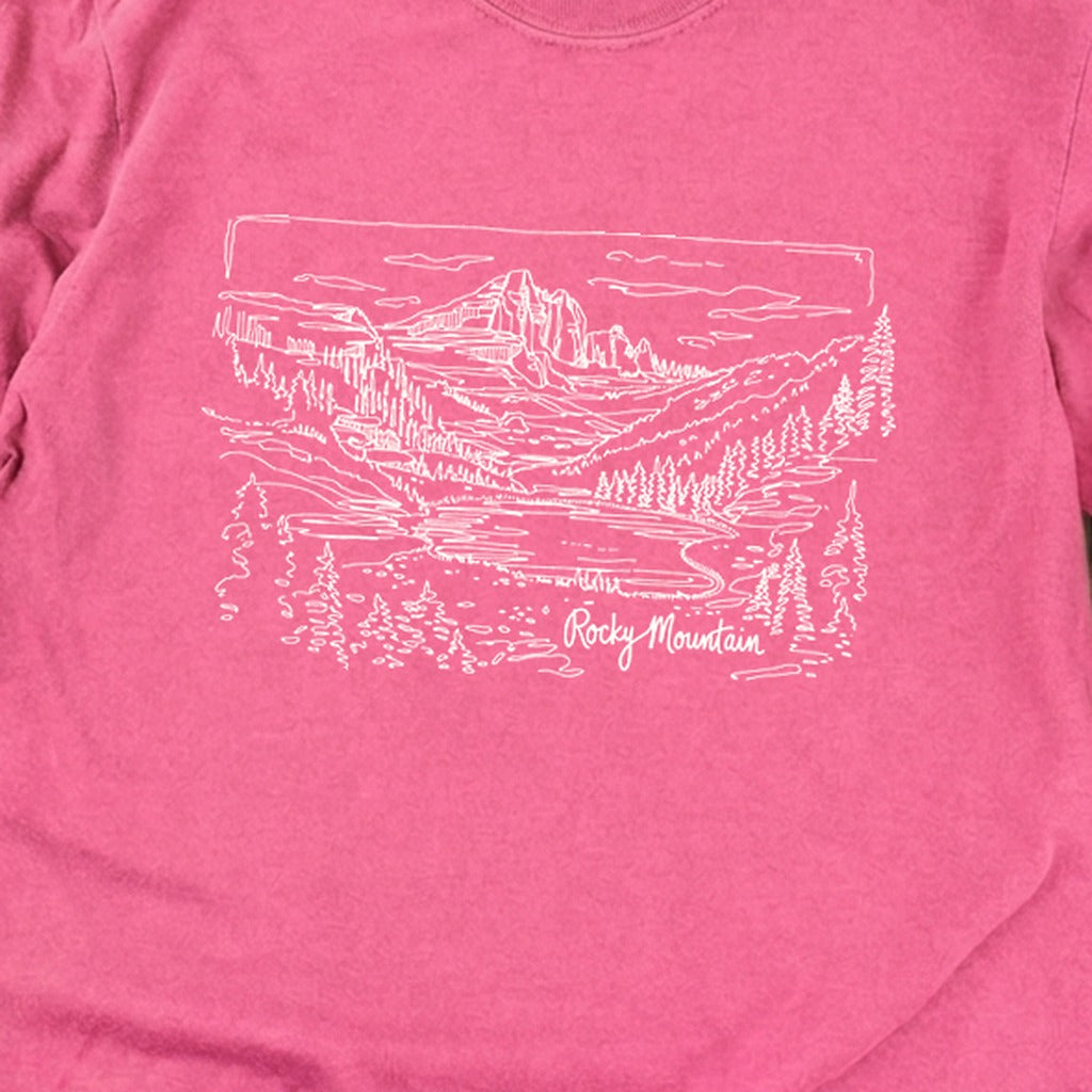 Rocky Mountain Line Drawing Cotton Long Sleeve
