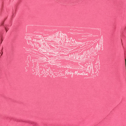 Rocky Mountain Line Drawing Cotton Long Sleeve