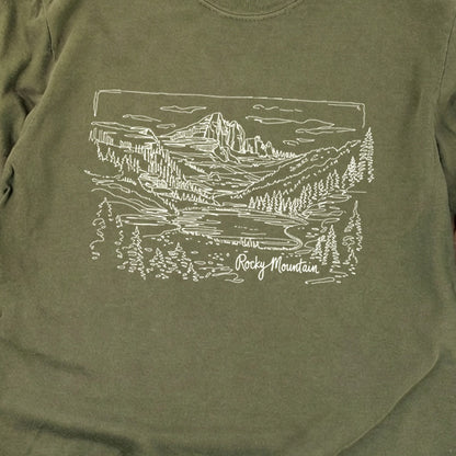 Rocky Mountain Line Drawing Cotton Long Sleeve