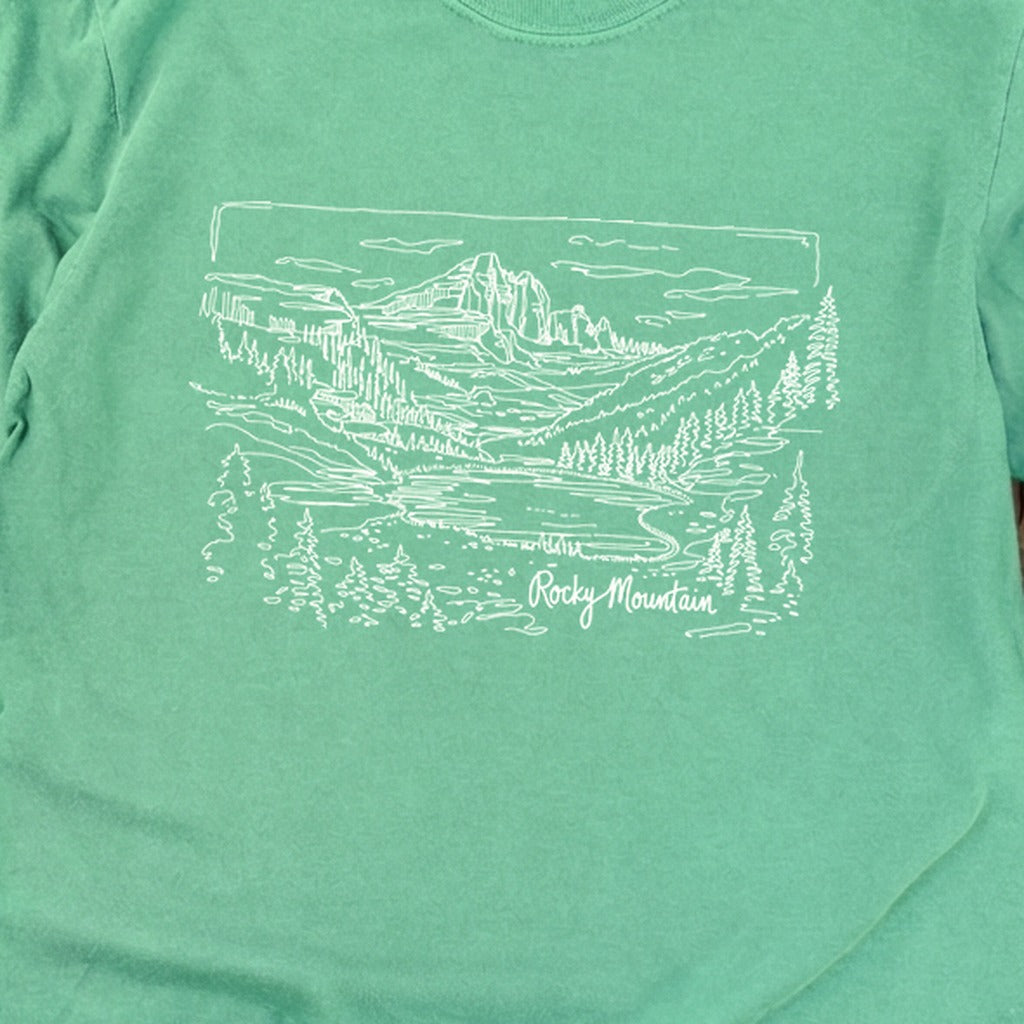 Rocky Mountain Line Drawing Cotton Long Sleeve