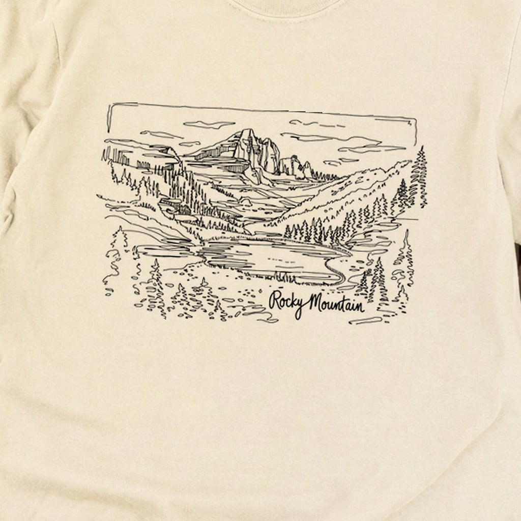 Rocky Mountain Line Drawing Cotton Long Sleeve
