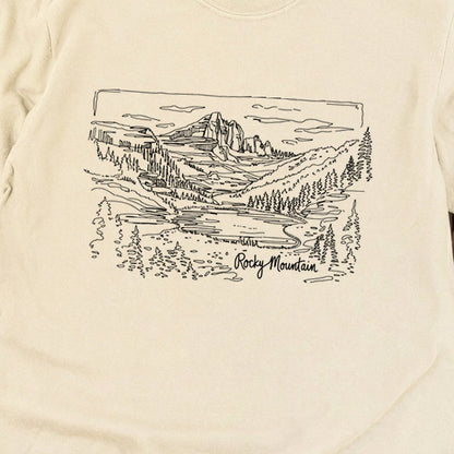 Rocky Mountain Line Drawing Cotton Long Sleeve