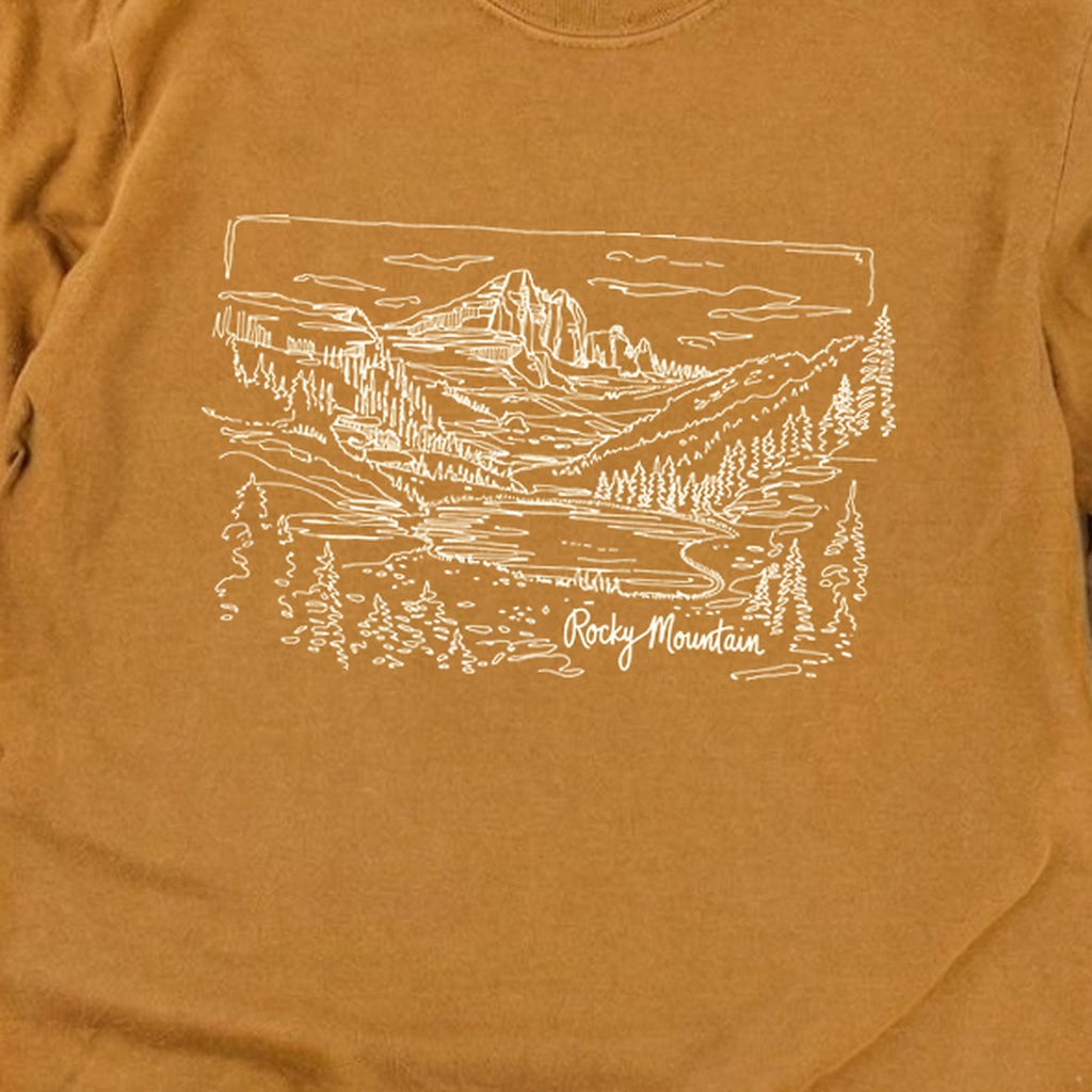 Rocky Mountain Line Drawing Cotton Long Sleeve