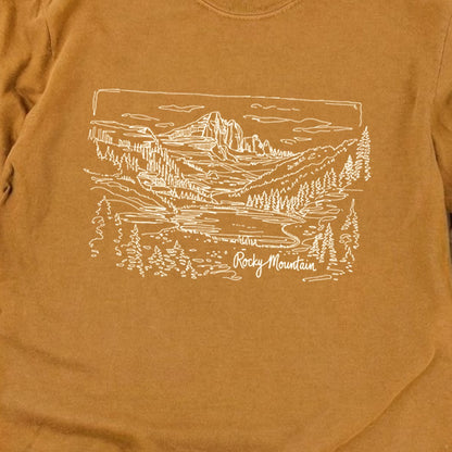 Rocky Mountain Line Drawing Cotton Long Sleeve